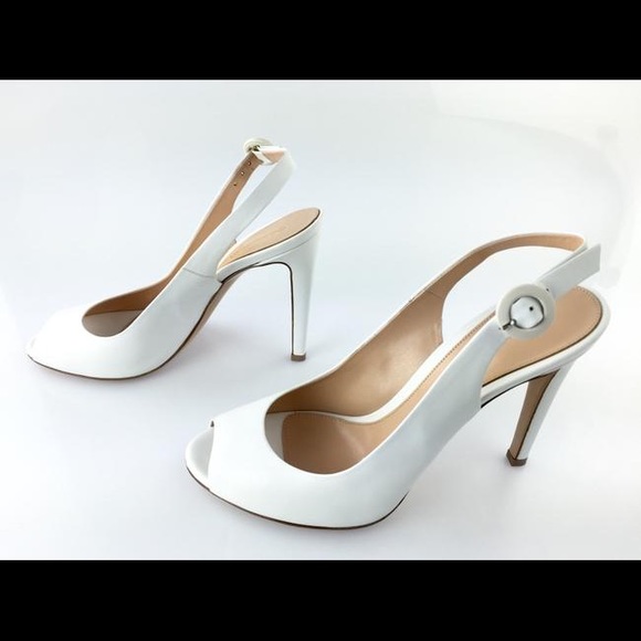 Gianvito Rossi White Leather Peep Toe sling back pumps size 37 - Picture 4 of 8